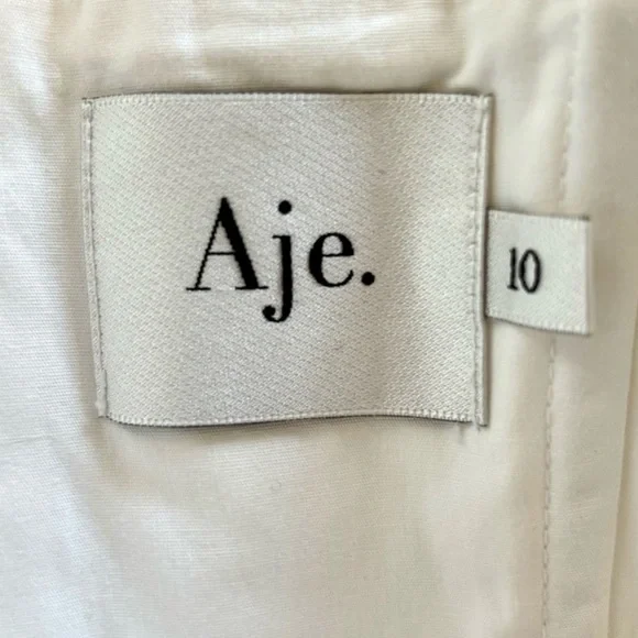 AJE Utopia Strapless Mini Dress with Drop and Waist Peplum Ruffles in White M - Picture 5 of 11